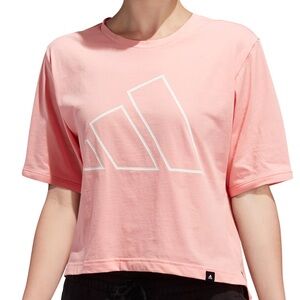 Adidas Women's Pink Short Sleeve Cropped Tee